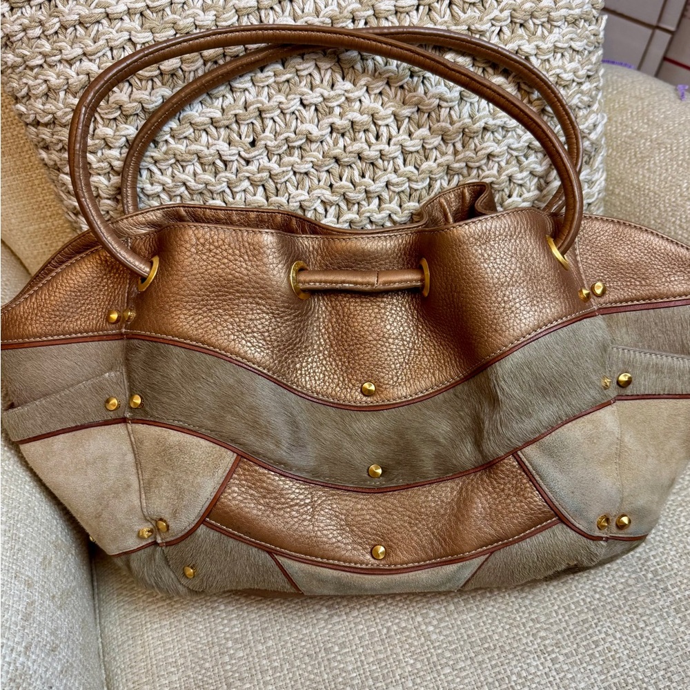 Cole Haan Large Leather and Calf Hair Purse